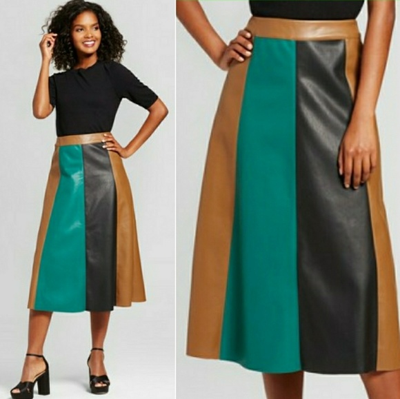 FAUX LEATHER MULTI COLOR SKIRT. nwot - Picture 2 of 4